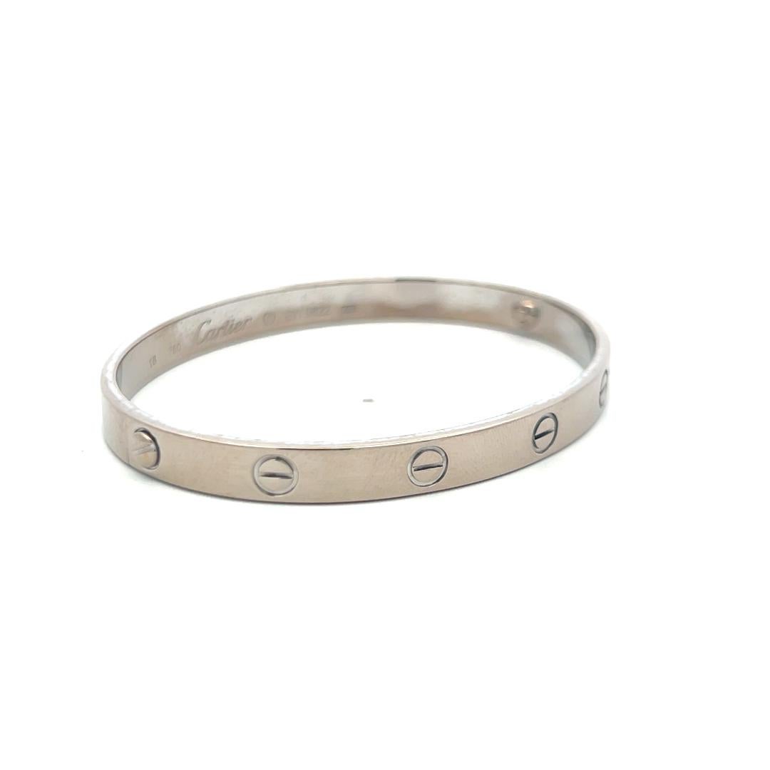 Cartier Bracelet d'amour en or blanc 18 carats Taille 18 avec papier en vente 3