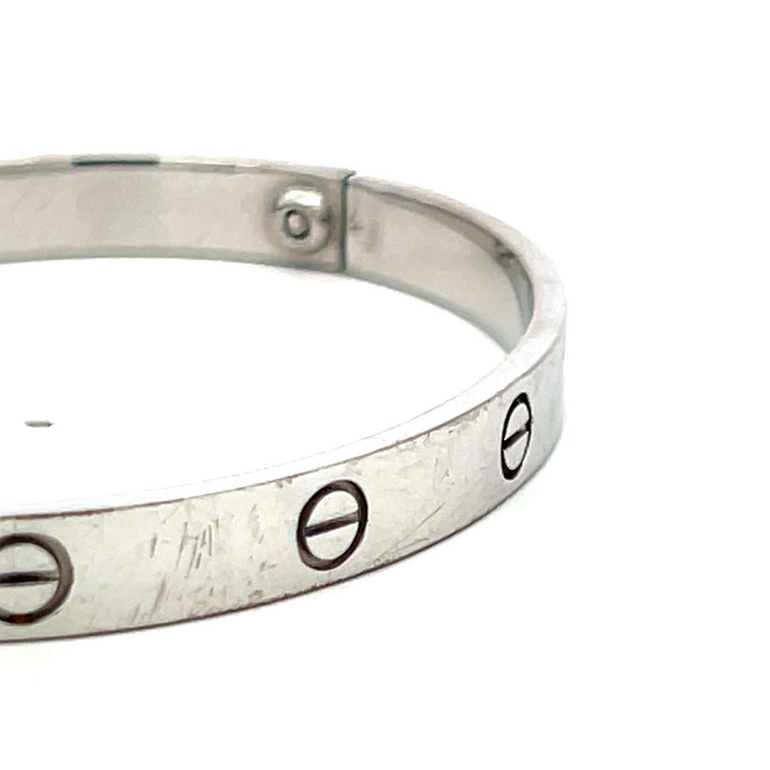 Cartier 18 Karat Weißgold Liebesarmband Größe 19 mit Box im Angebot 3