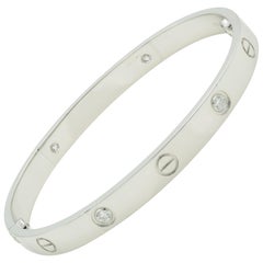 Cartier 18 Karat White Gold Love Bracelet with 4 Diamonds