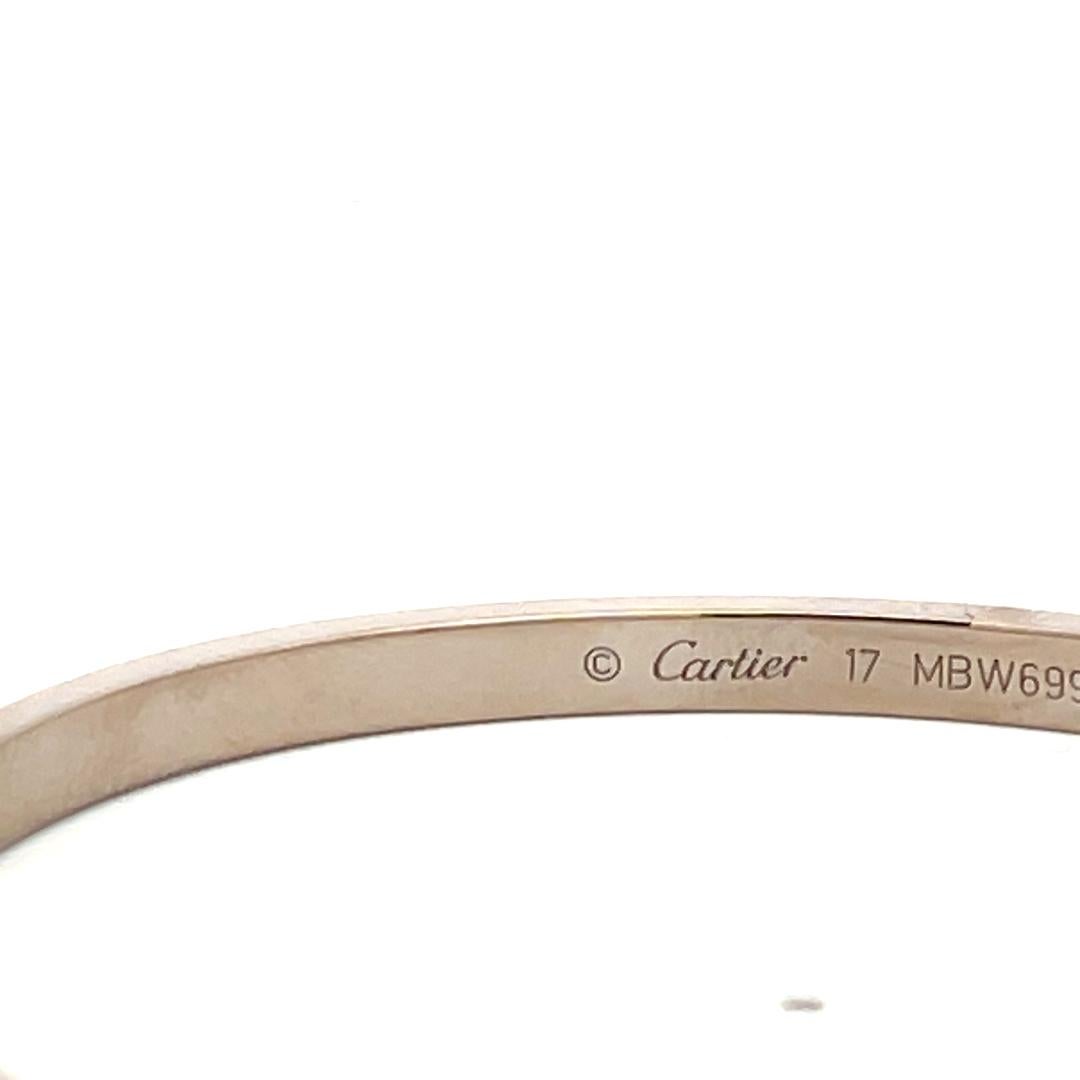 Cartier 18 Karat White Gold Love Bracelet With paper and box Size 17 2