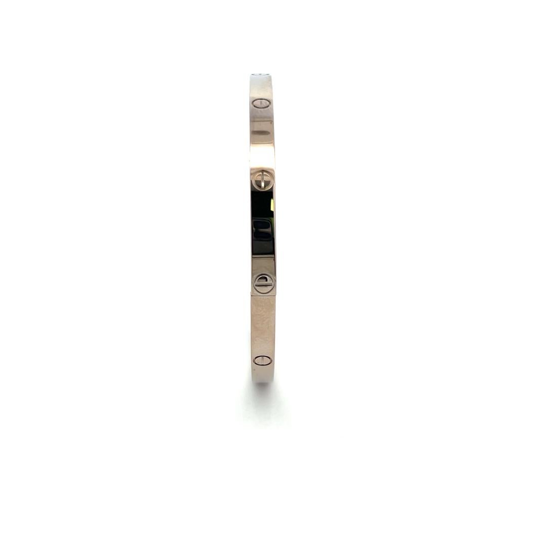Cartier 18 Karat White Gold Love Bracelet With paper and box Size 17 4