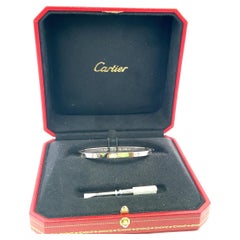 Cartier 18 Karat White Gold Love Bracelet With paper and box Size 17