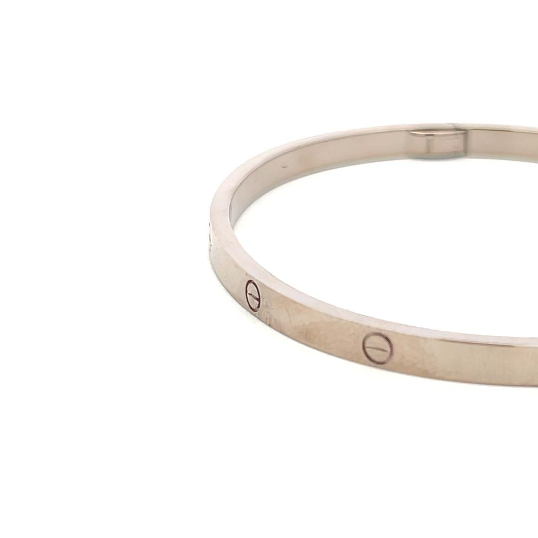 Cartier 18 Karat White Gold Love Bracelet With Paper Size 18 en venta 2