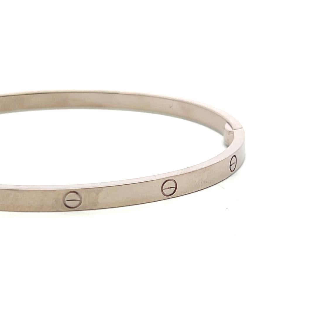 Cartier 18 Karat White Gold Love Bracelet With Paper Size 18 en venta 3