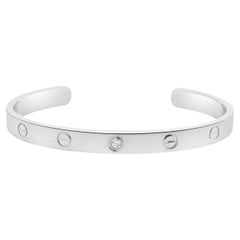Cartier, manchette Love Bracelet en or blanc 18 carats avec 1 diamant, taille 18