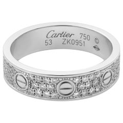 Cartier 18 Karat White Gold Love Diamond Paved Wedding Band 0.31 Carat