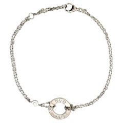 Cartier 18 Karat White Gold Love Double Chain Bracelet with Diamond Accent