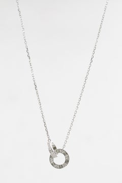 Cartier 18 Karat White Gold Love Necklace, Diamond-Paved