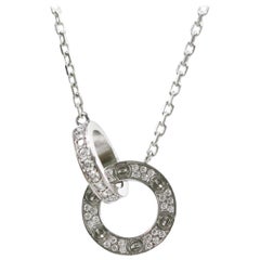 Cartier 18 Karat White Gold Love Necklace, Diamond-Paved