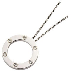 Cartier 18 Karat White Gold Love Necklace with 6 Diamonds