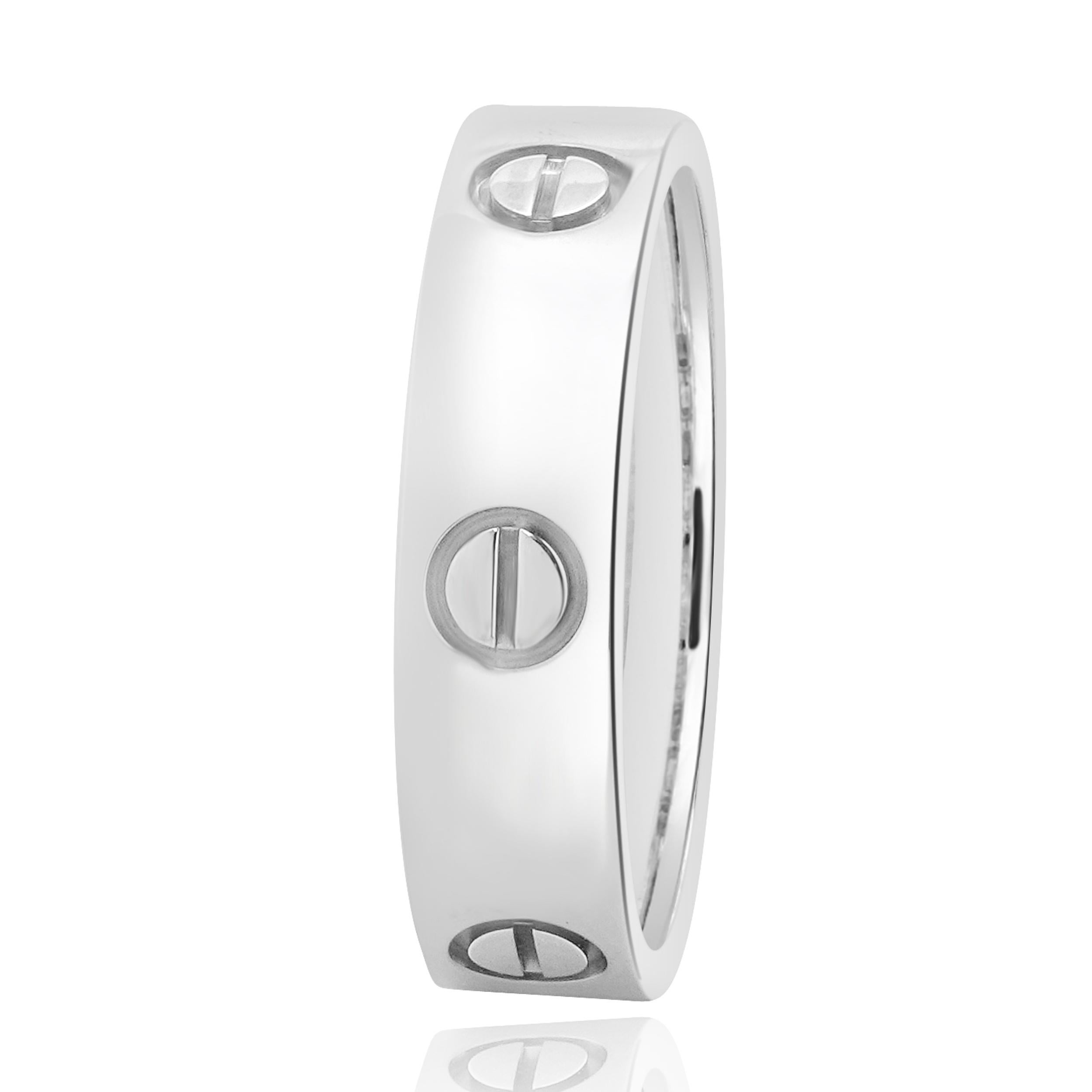 Cartier 18 Karat White Gold Love Ring In Excellent Condition For Sale In Scottsdale, AZ