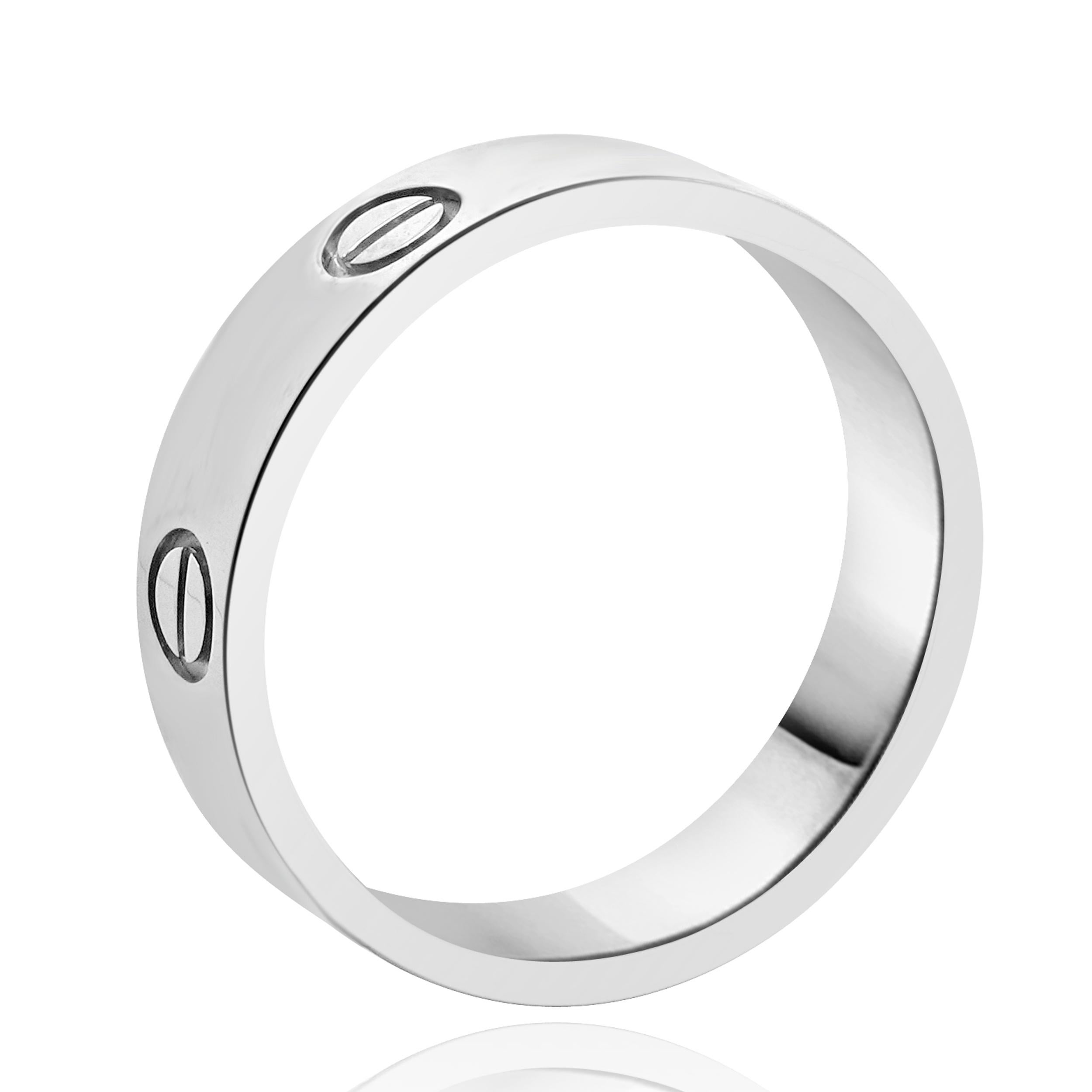 Women's or Men's Cartier 18 Karat White Gold Love Ring For Sale