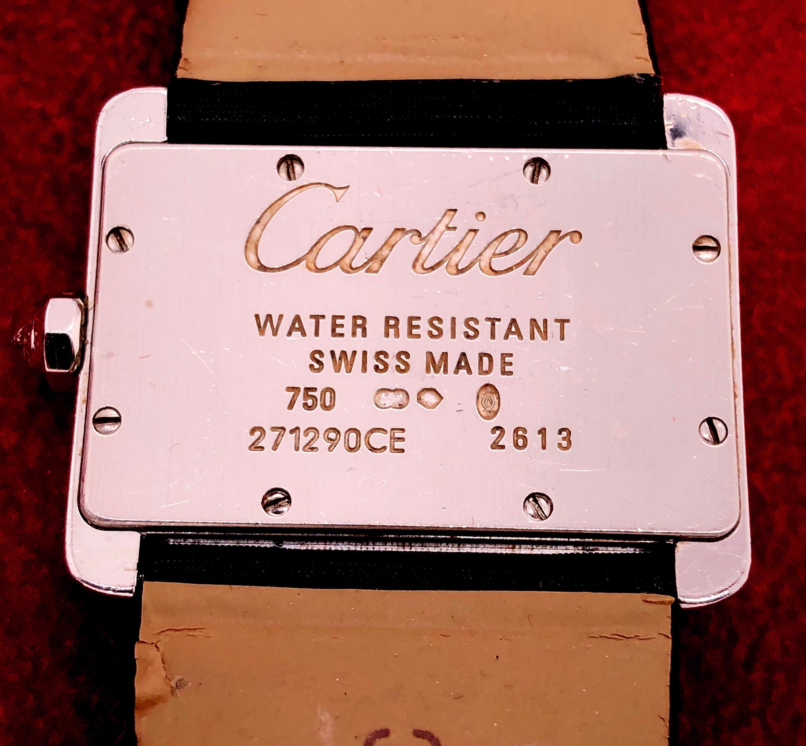 Cartier 18 Karat White Gold Mini Tank Divan Watch Diamond Paved Case For Sale 1