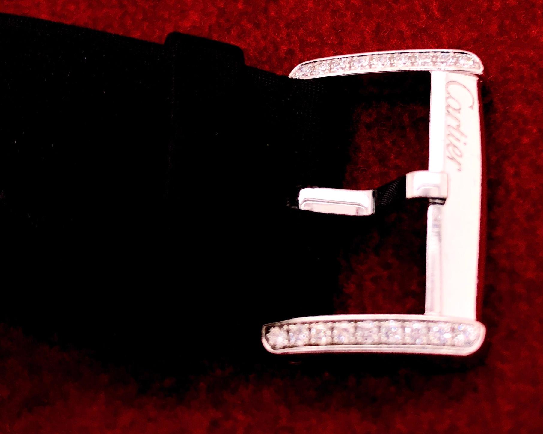 Women's or Men's Cartier 18 Karat White Gold Mini Tank Divan Watch Diamond Paved Case