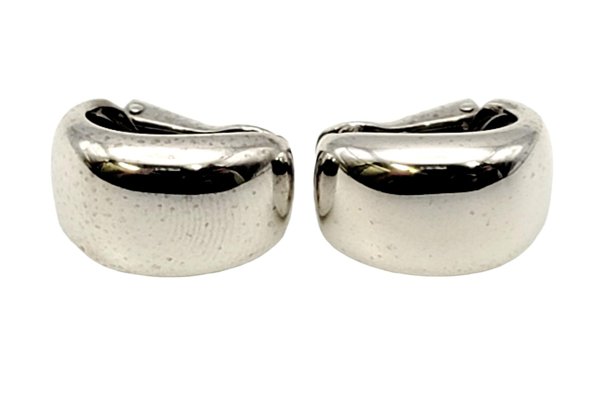 Contemporary Cartier 18 Karat White Gold Nouvelle Vague Wide Half-Hoop Pierced Earrings