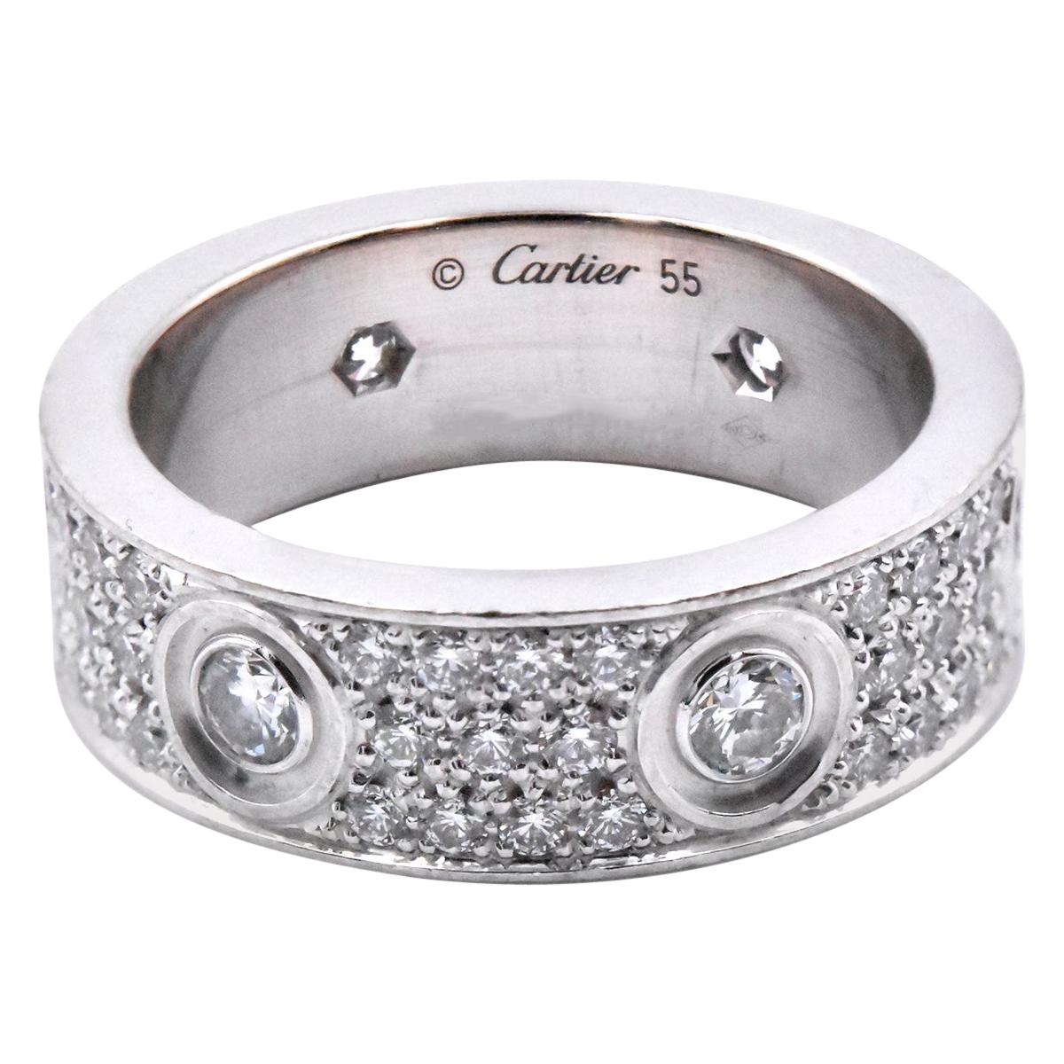 Cartier 18 Karat White Gold Pave Diamond Love Ring