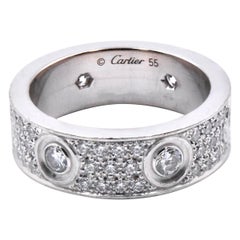 Cartier 18 Karat White Gold Pave Diamond Love Ring