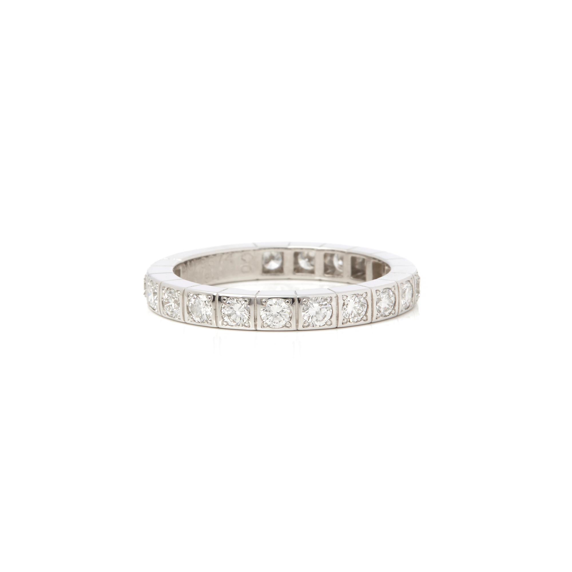 Cartier 18 Karat White Gold Round Cut Diamond Lanieres Band Ring In Excellent Condition In Bishop's Stortford, Hertfordshire