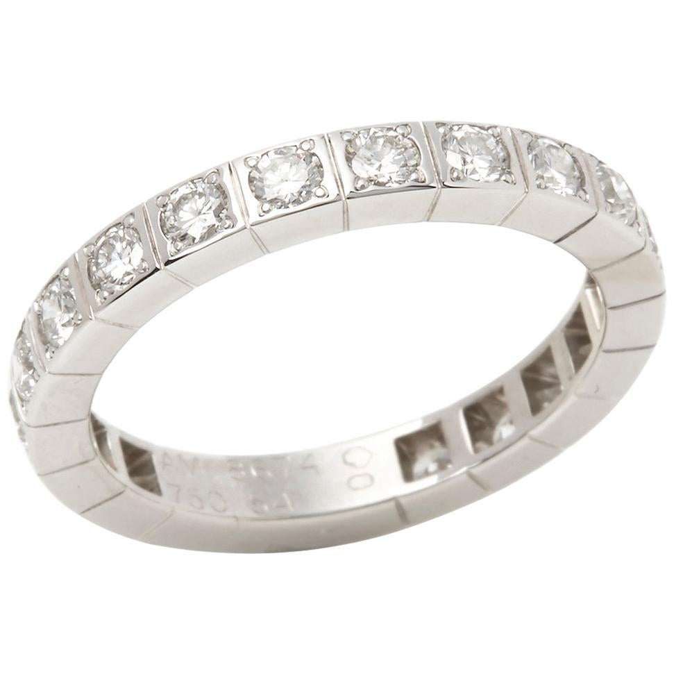 Cartier 18 Karat White Gold Round Cut Diamond Lanieres Band Ring