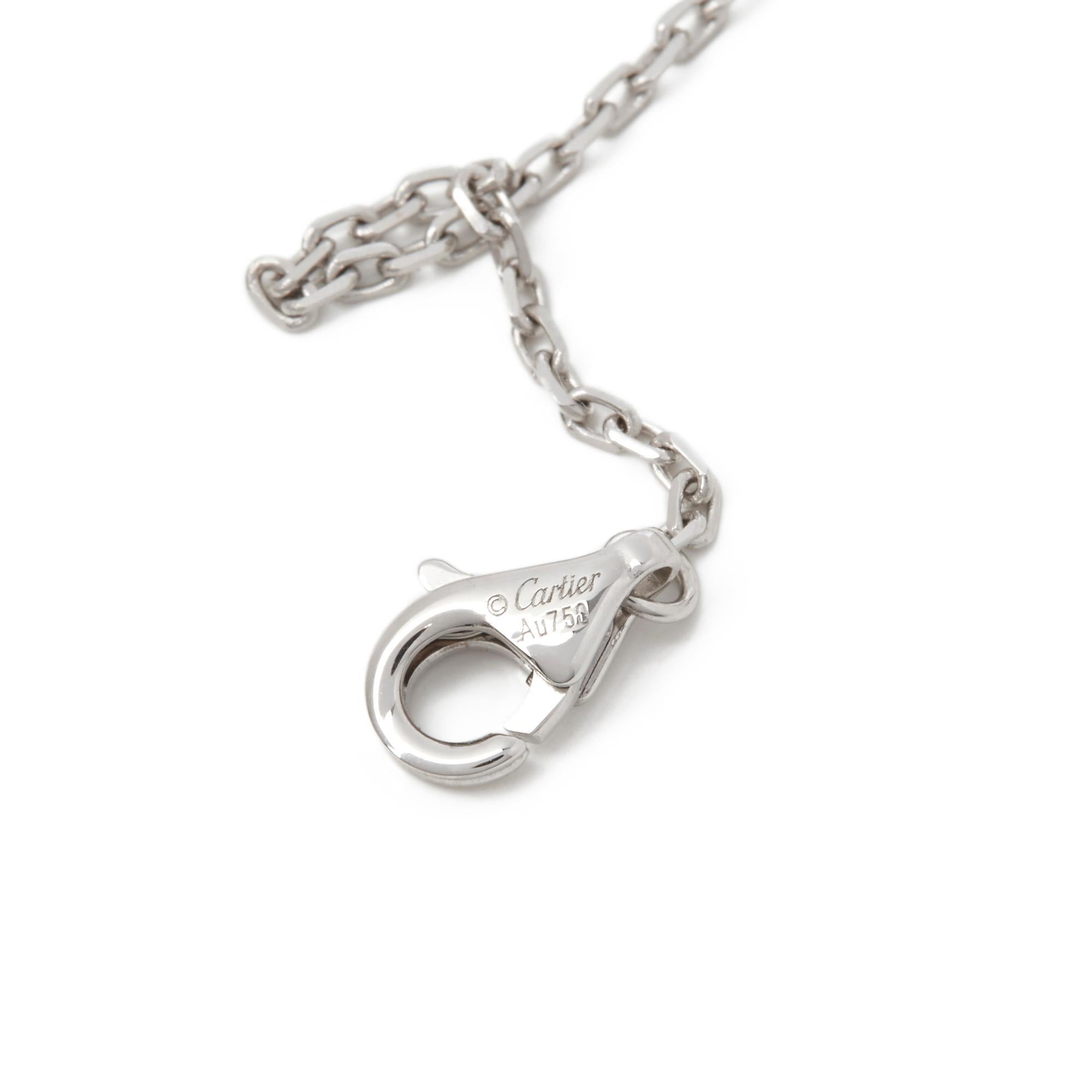 Modern Cartier 18 Karat White Gold Round Cut Diamond Pendant Etincelle Necklace