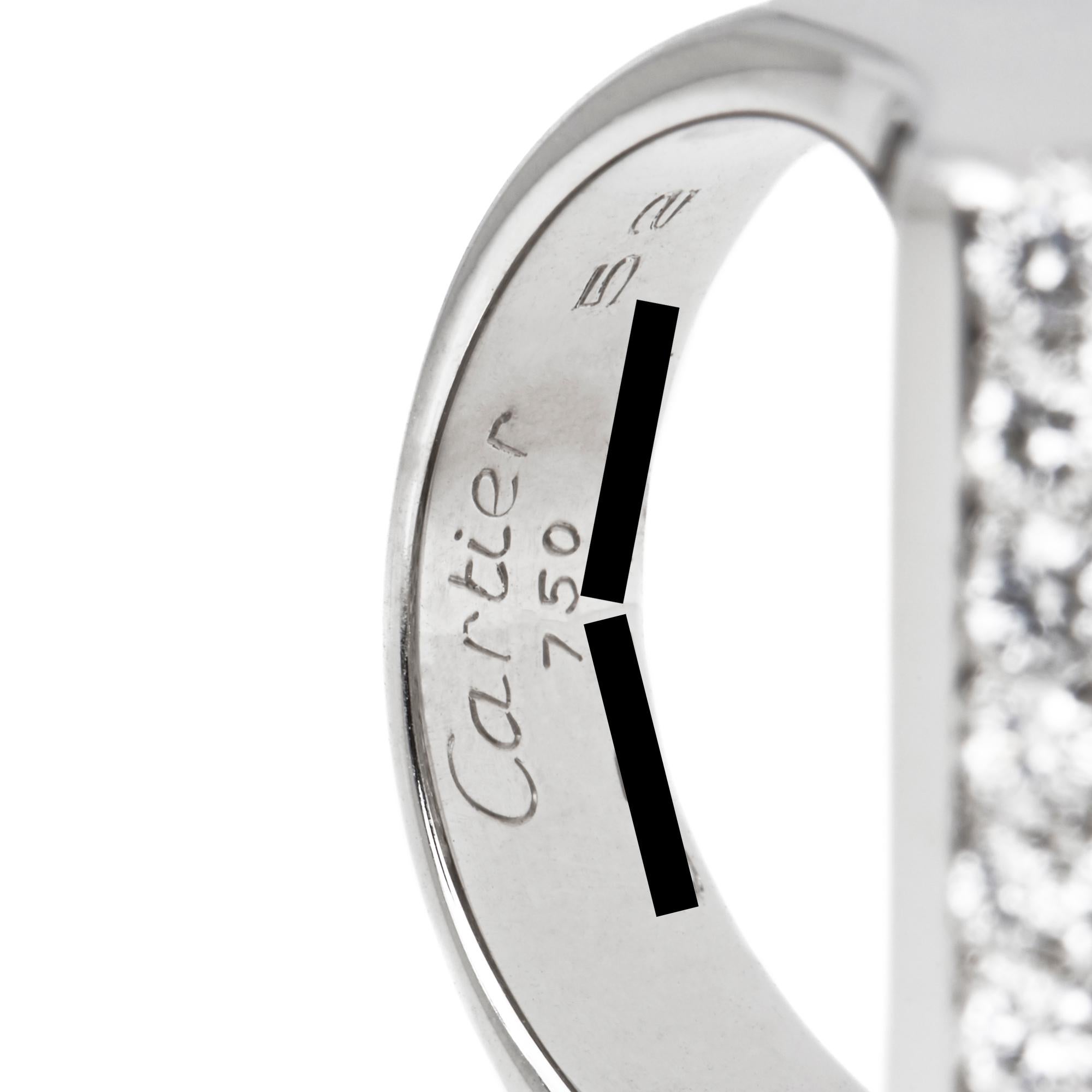 Modern Cartier 18 Karat White Gold Round Cut Diamond Square Berlingot Cocktail Ring