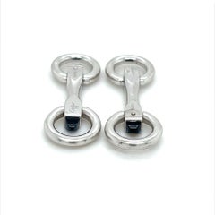 Cartier 18 Karat White Gold Sapphire Stirrup Cufflinks