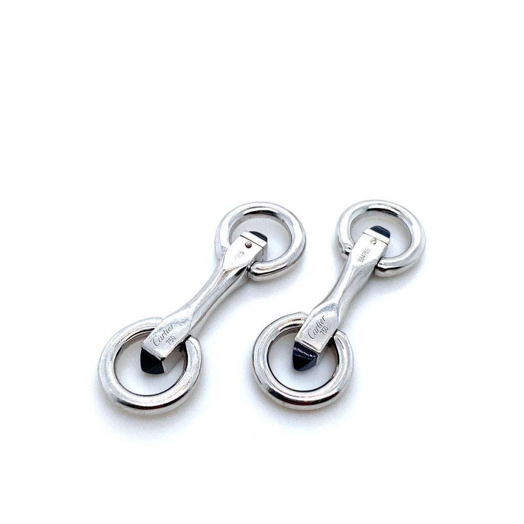 Gemelli Cartier a staffa in oro bianco 18 carati con zaffiro In condizioni buone a London, GB
