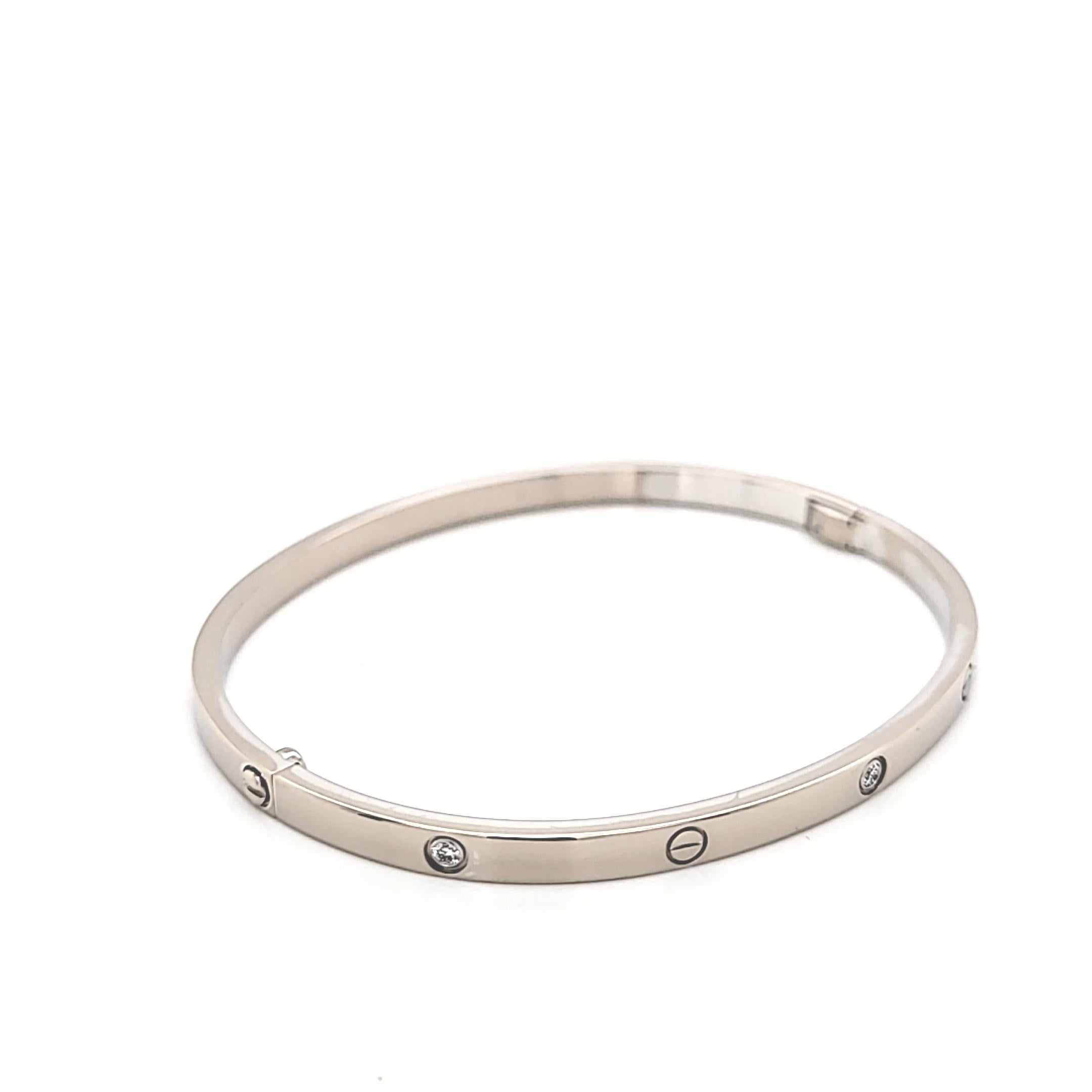 Cartier, petit bracelet Love Bracelet modèle 6 en or blanc 18 carats en vente 7