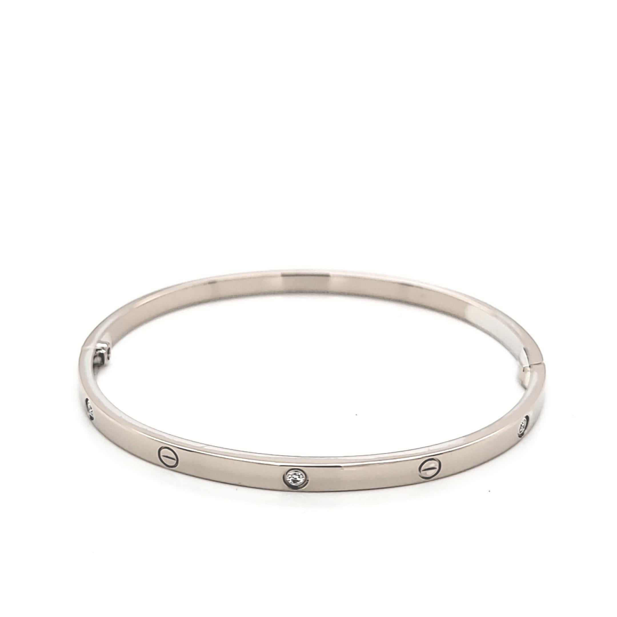 Cartier, petit bracelet Love Bracelet modèle 6 en or blanc 18 carats en vente 8