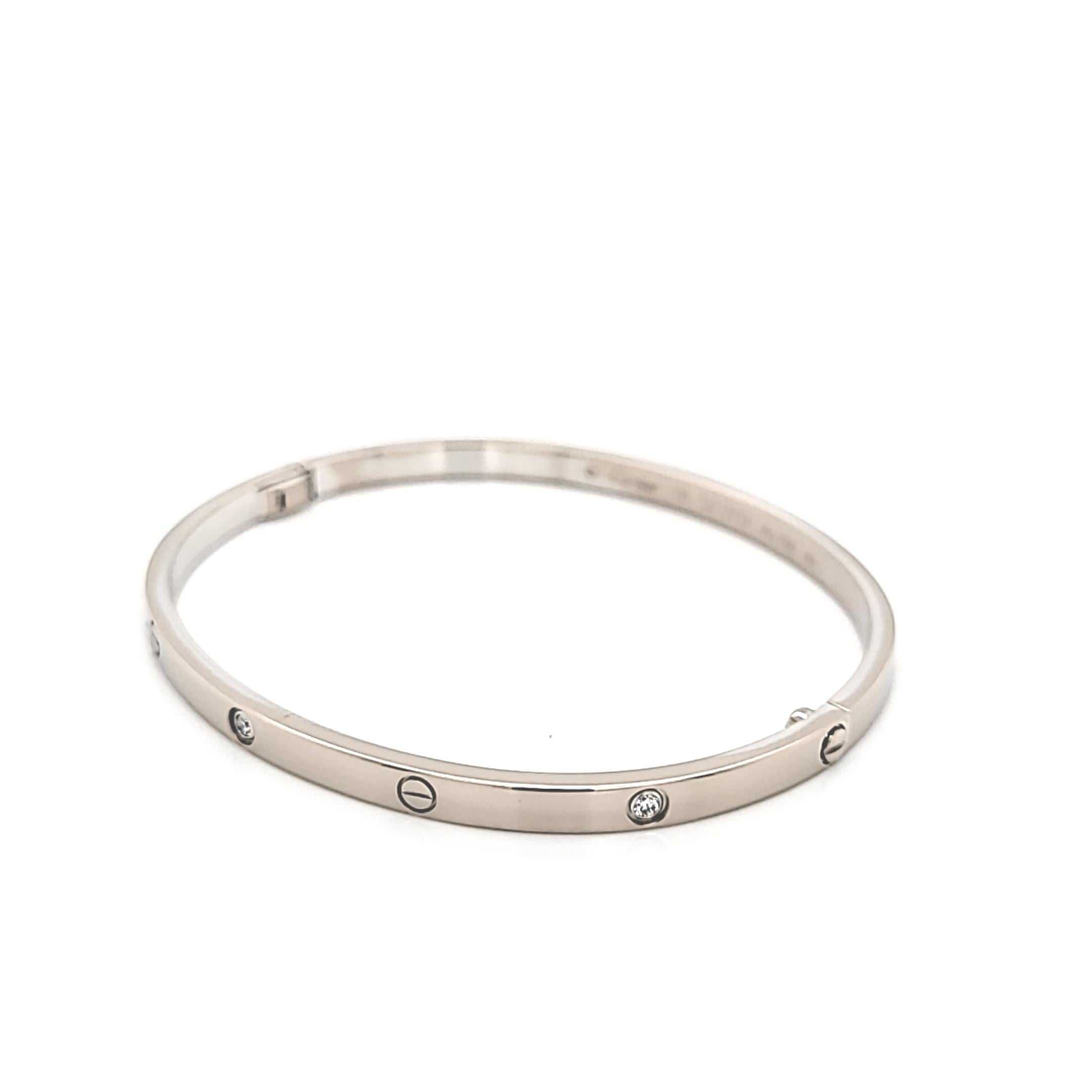 Cartier, petit bracelet Love Bracelet modèle 6 en or blanc 18 carats en vente 4