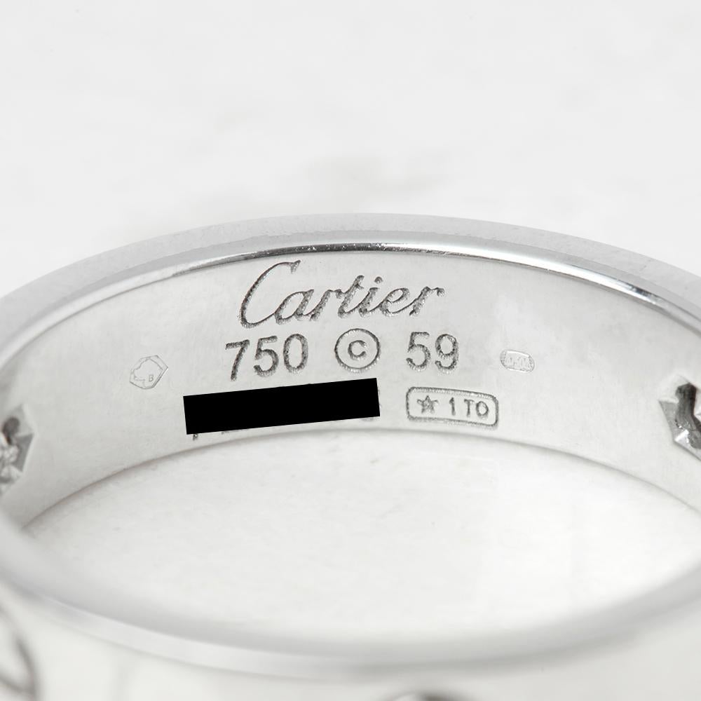 Cartier 18 Karat White Gold Three Diamond Love Band Ring 2