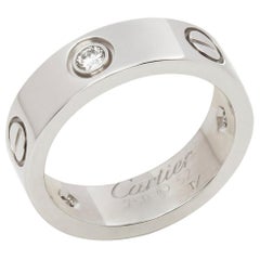 Cartier 18 Karat White Gold Three Round Brilliant Cut Diamond Love Band Ring