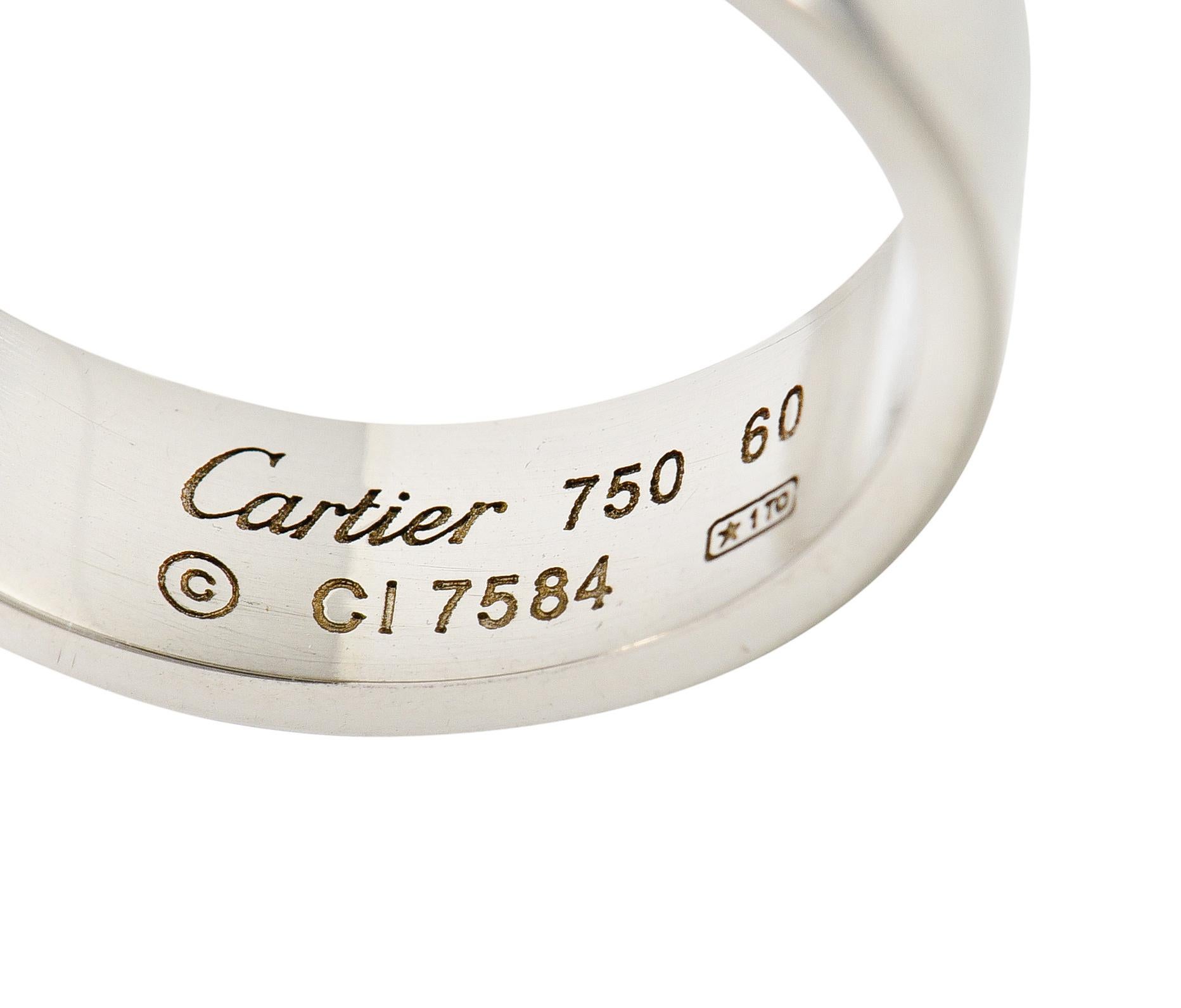 Cartier 18 Karat White Gold Unisex Vintage Love Band Ring In Excellent Condition In Philadelphia, PA