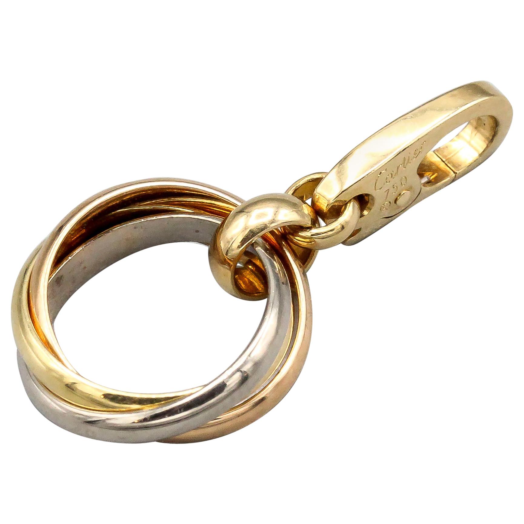 Cartier 18 Karat White Yellow Rose Gold Trinity Ring Charm Pendant