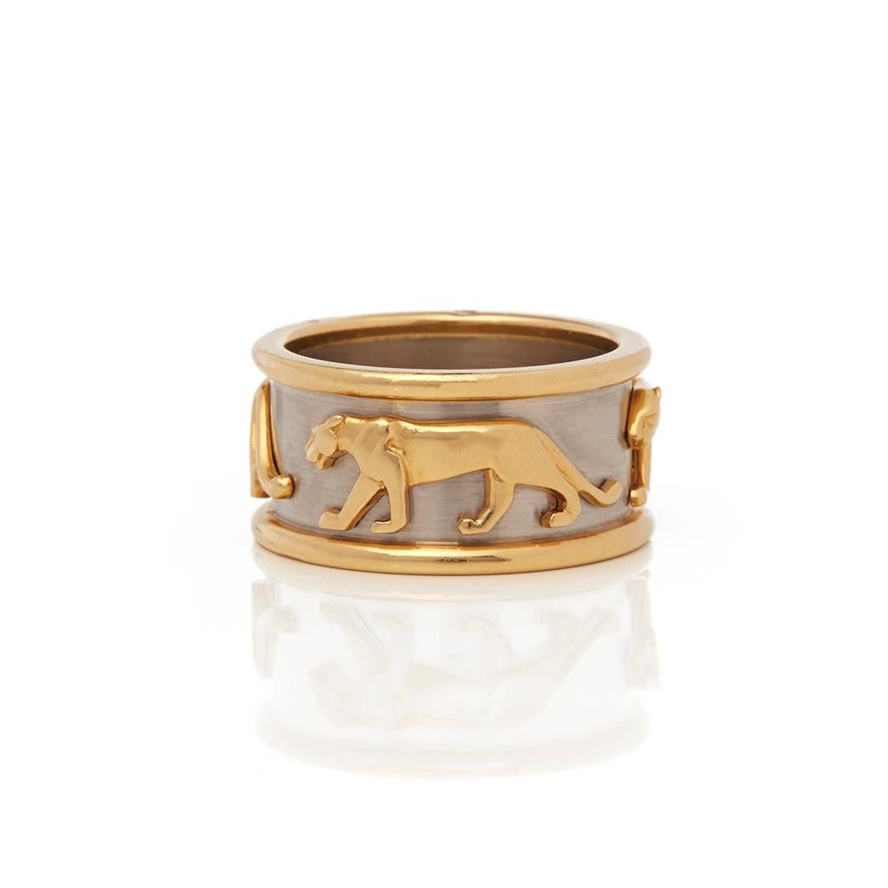 Code: COM1909
Brand: Cartier
Description: 18k Yellow & 18k White Gold Men's Panthère Ring
Accompanied With: Presentation Box
Gender: Mens
UK Ring Size: T 1/2
EU Ring Size: 62
US Ring Size: 10
Resizing Possible?: NO
Band Width: 1.2cm
Condition: