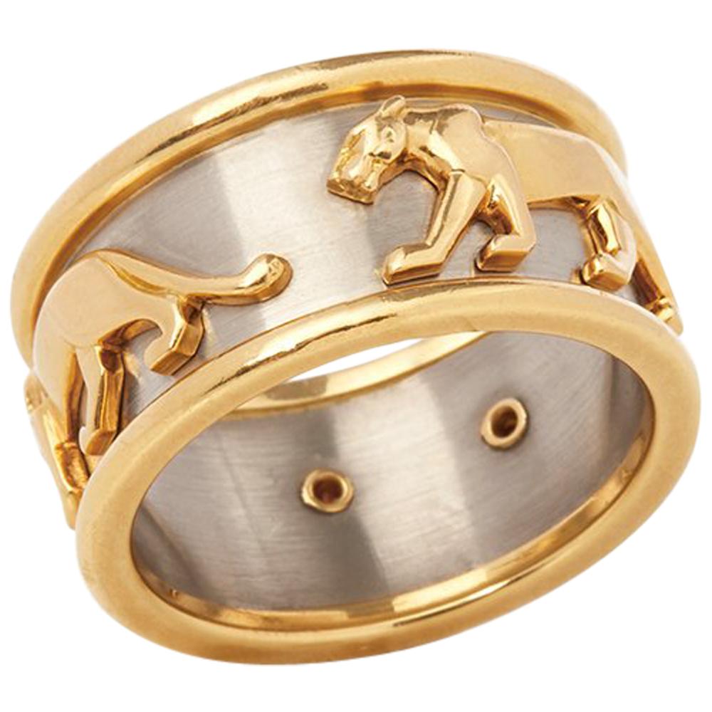 Cartier 18 Karat Yellow & 18 Karat White Gold Men's Panthère Ring