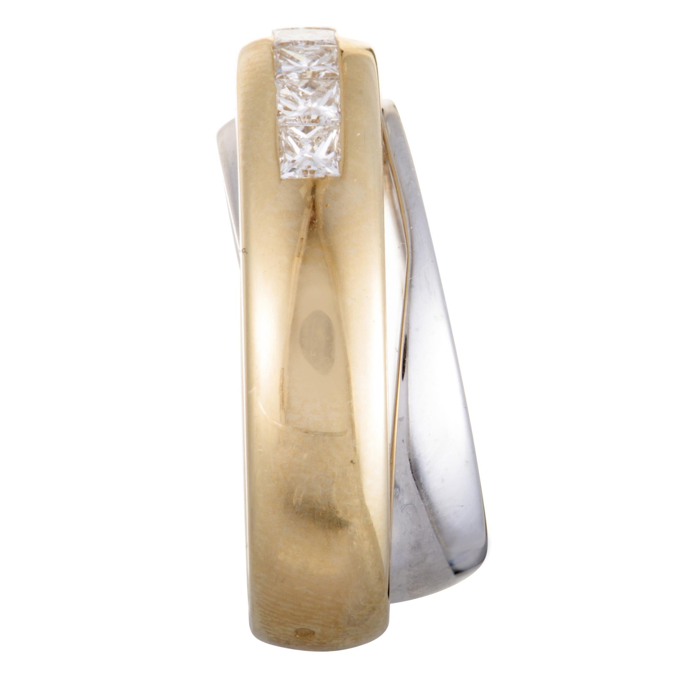 Women's Cartier 18 Karat Yellow and White Gold Diamond Double Band Ring