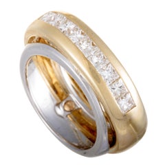 Cartier 18 Karat Yellow and White Gold Diamond Double Band Ring