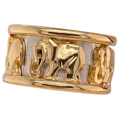 Vintage Cartier 18 Karat Yellow and White Gold Elephant Ring