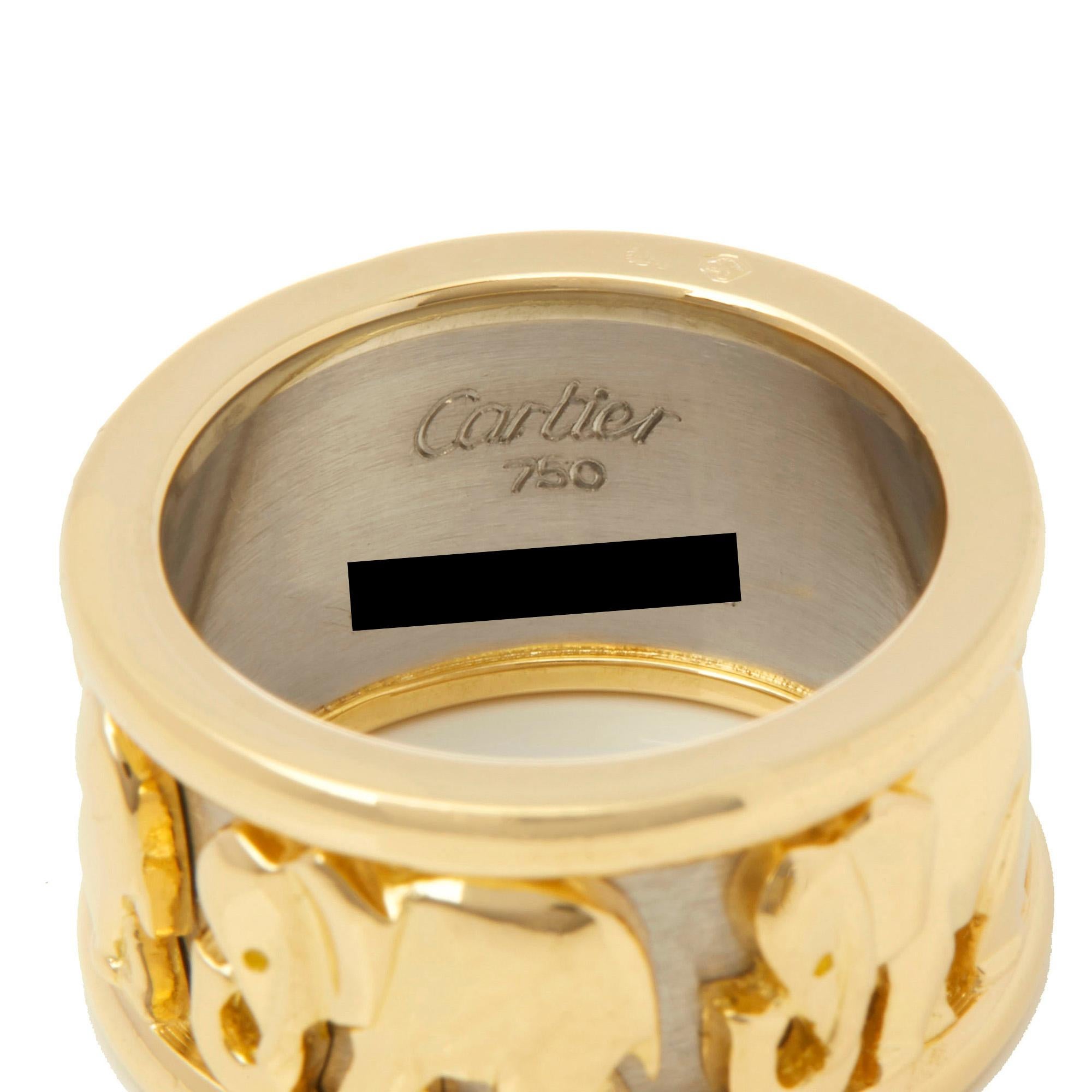 Cartier 18 Karat Yellow and White Gold Pharaon Elephant Band Ring In Good Condition In Bishop's Stortford, Hertfordshire