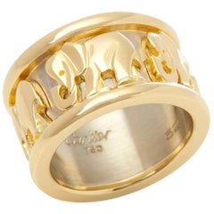 Cartier 18 Karat Yellow and White Gold Pharaon Elephant Band Ring