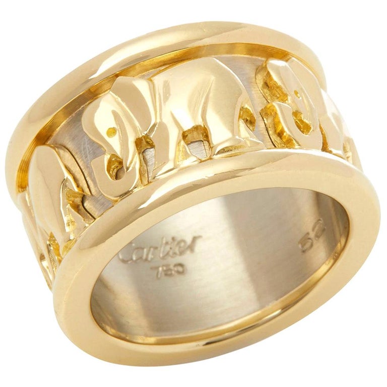 Cartier 18 Karat Yellow and White Gold Pharaon Elephant Band Ring at  1stDibs | cartier elephant ring