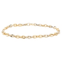 Cartier 18 Karat Yellow and White Gold Vintage Puffed Gucci Link Bracelet