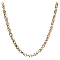 Cartier 18 Karat Yellow and White Gold Vintage Puffed Gucci Link Necklace