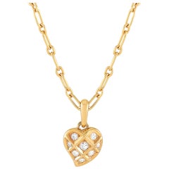 Cartier 18 Karat Yellow Gold 0.20 Carat Diamond Heart Pendant Necklace