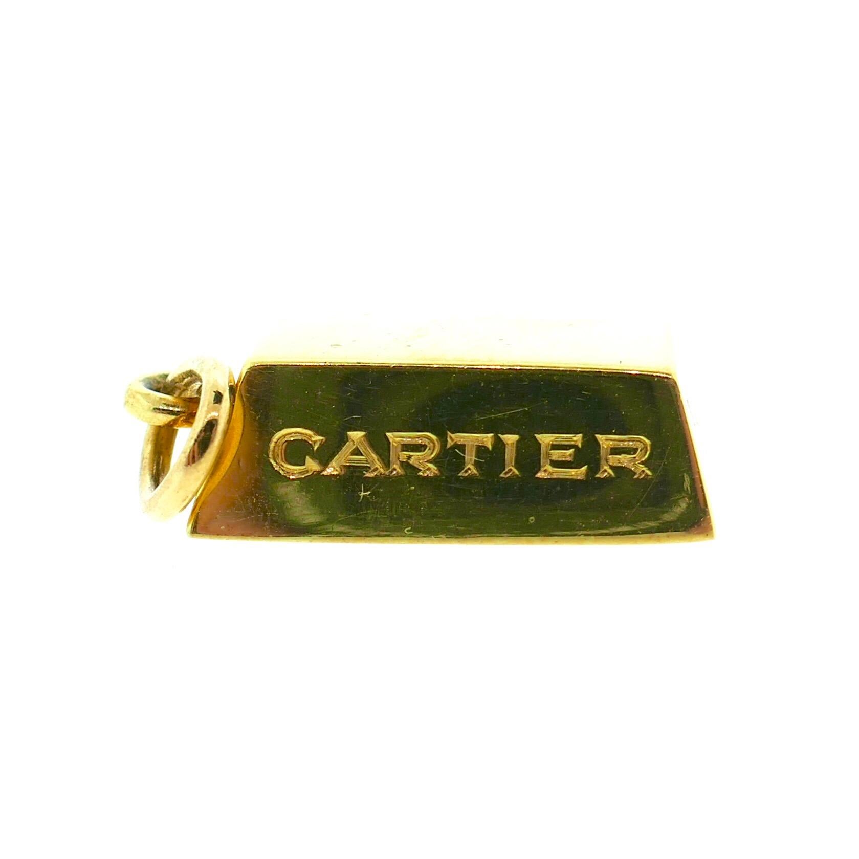 Women's or Men's Cartier 18 Karat Yellow Gold 1/2 Oz Ingot Pendant or Charm