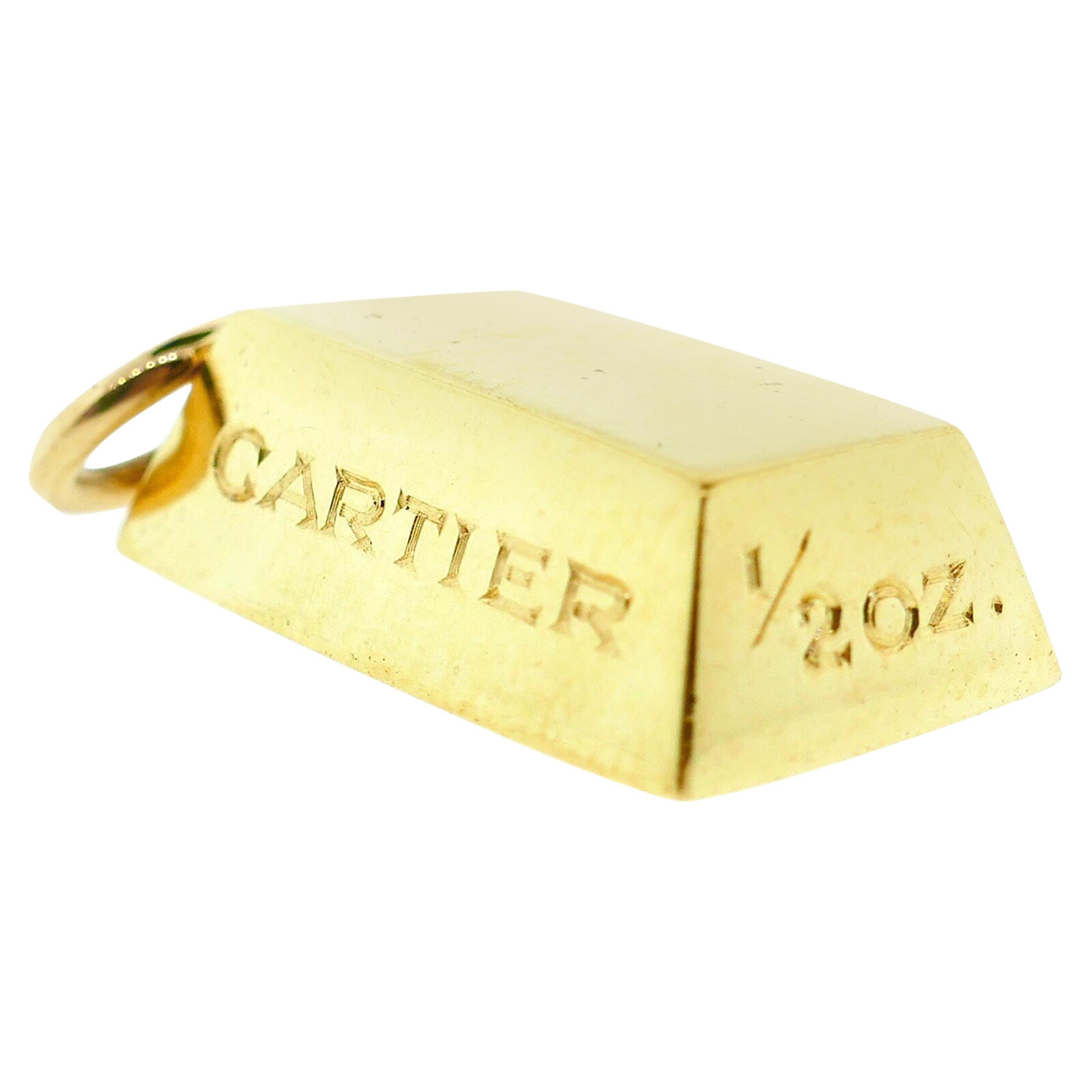 Cartier 18 Karat Yellow Gold 1/2 Oz Ingot Pendant or Charm