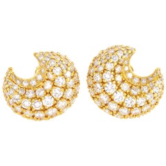Cartier 18 Karat Yellow Gold, 15.00 Carat Diamond Clip-On Earrings