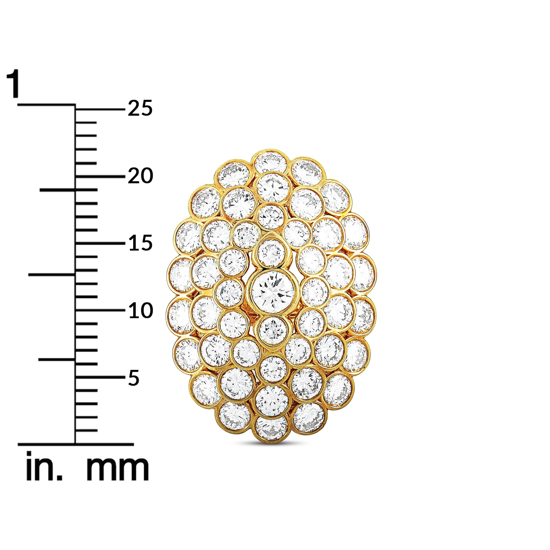 Women's or Men's Cartier 18 Karat Yellow Gold 9.00 Carat Diamond Cluster Marquise Ring
