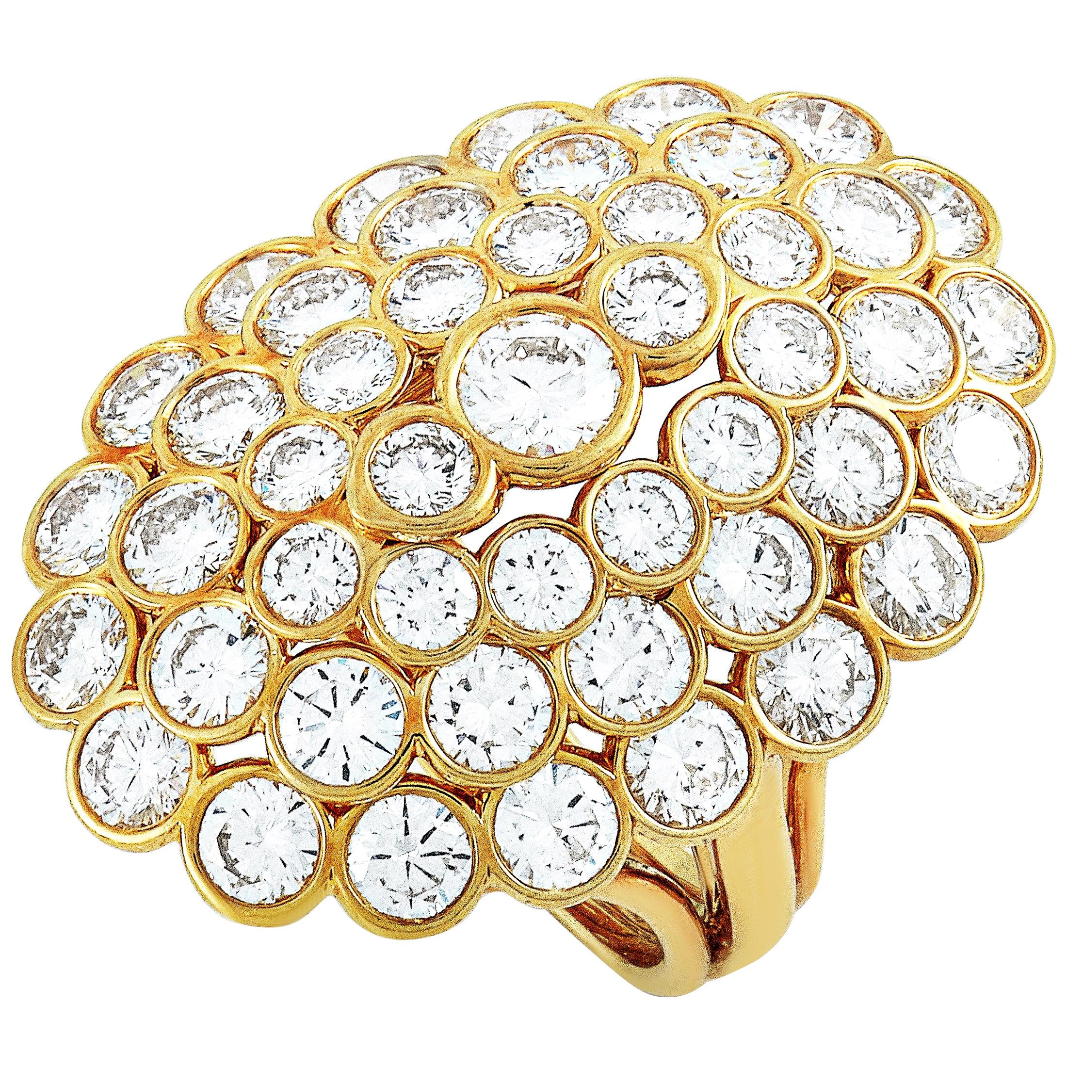 Cartier 18 Karat Yellow Gold 9.00 Carat Diamond Cluster Marquise Ring